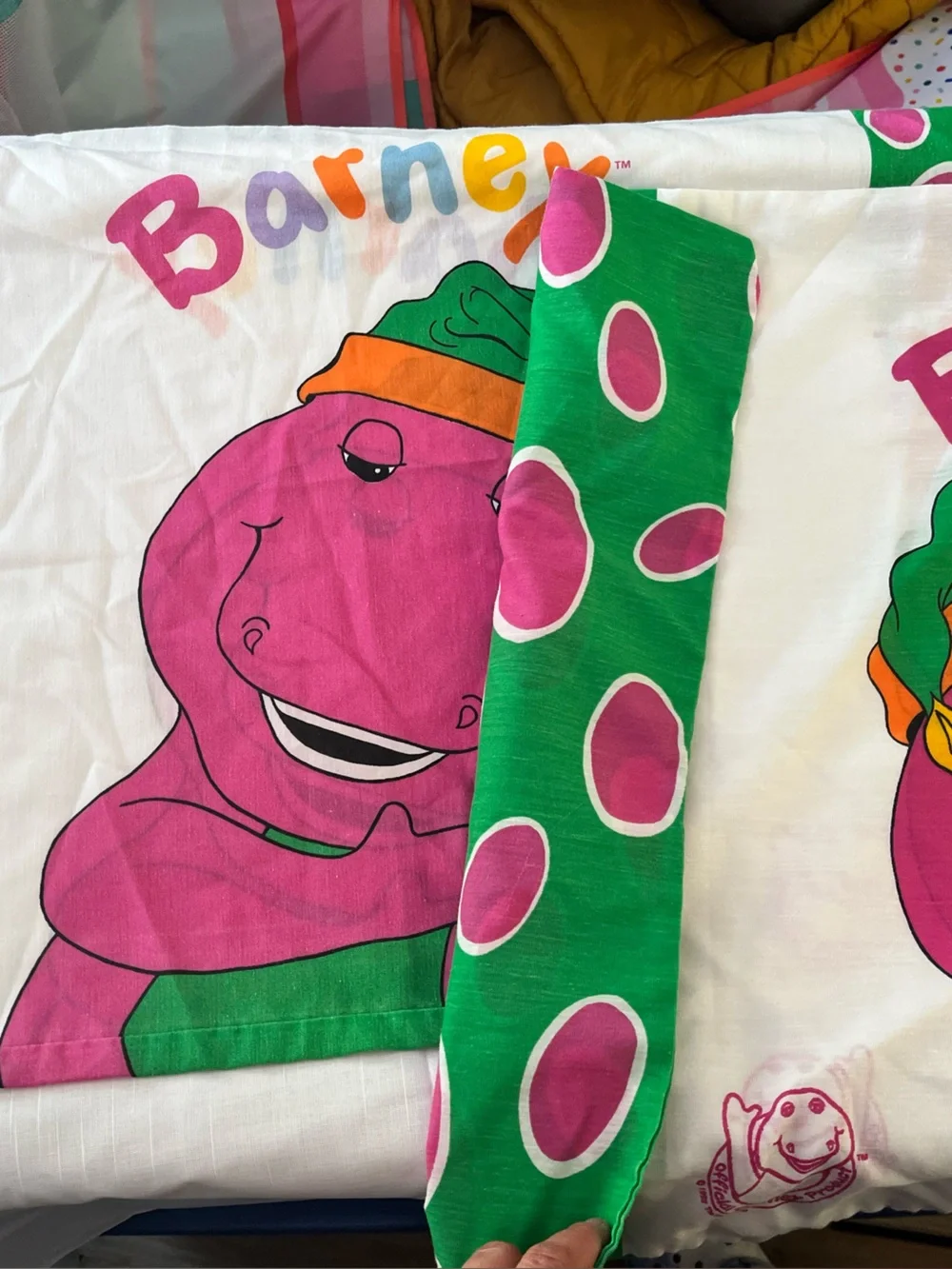 Barney two pillowcases 1992
